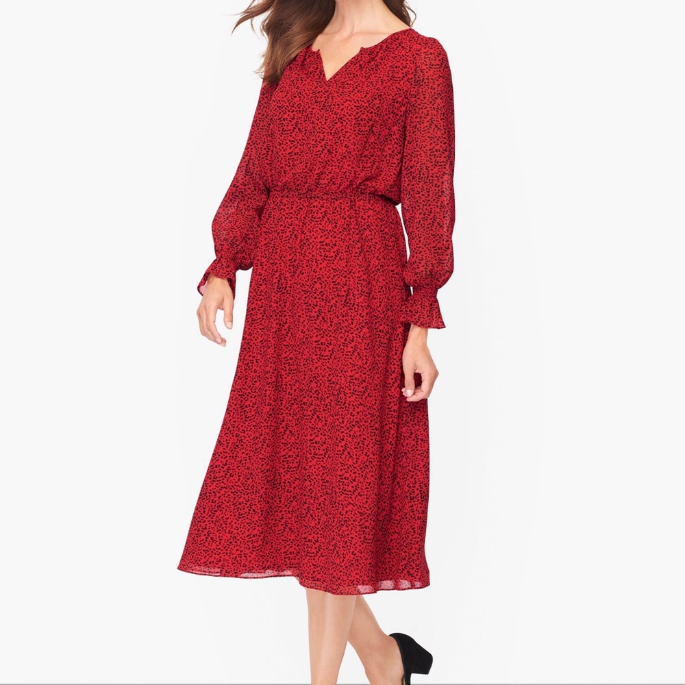 Elegant Red Floral Women's Dress